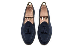 Loafers med tofsar i äkta mocka för herrar, Blå