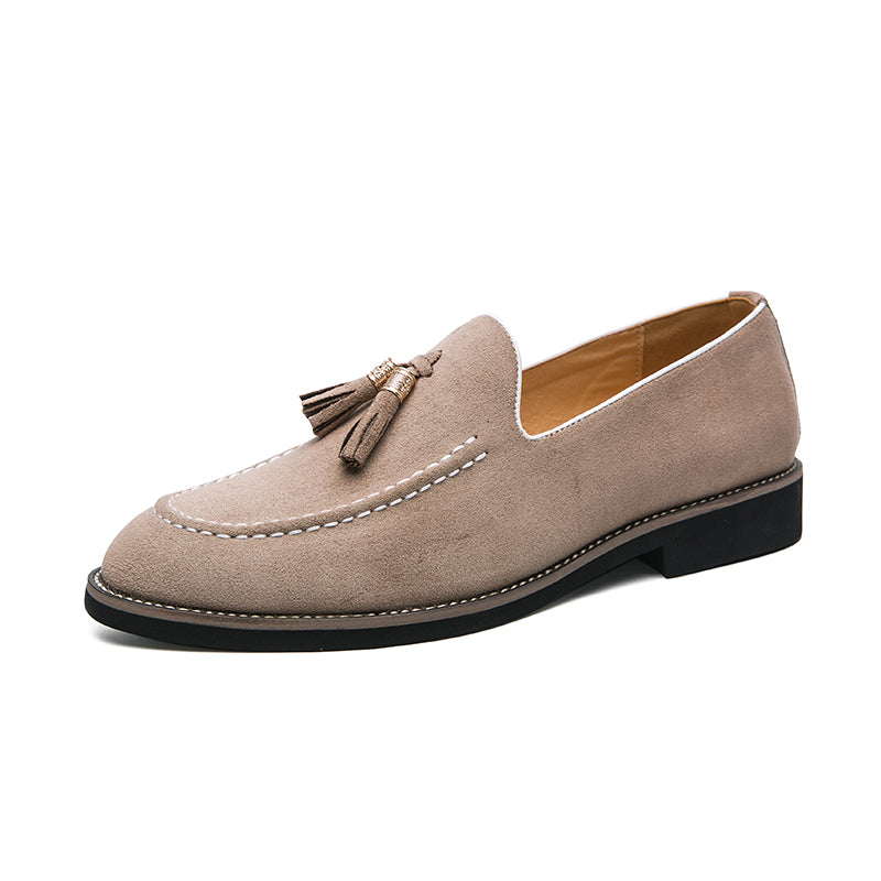 Beige loafers med tofs i mocka med flera färger för herrar