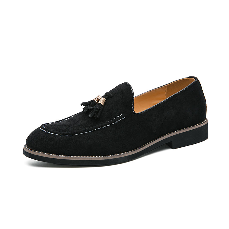 Svarta loafers med tofs i mocka med flera färger för herrar