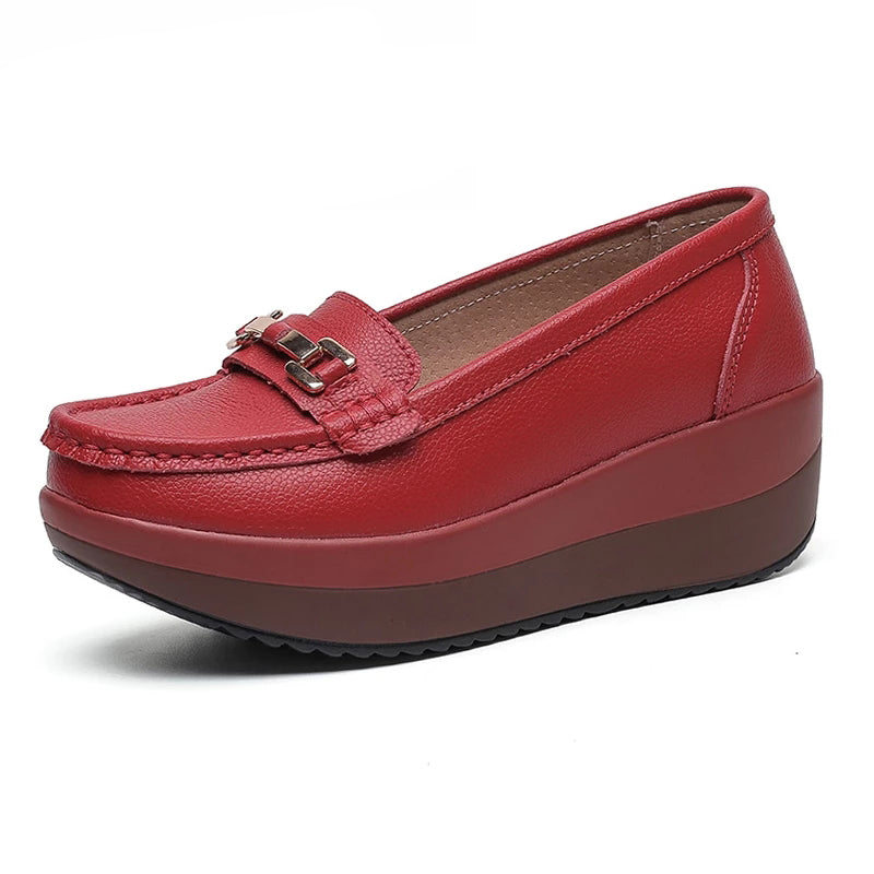 Röda ortopediska loafers med platåsula för dam, bild 5 av 5