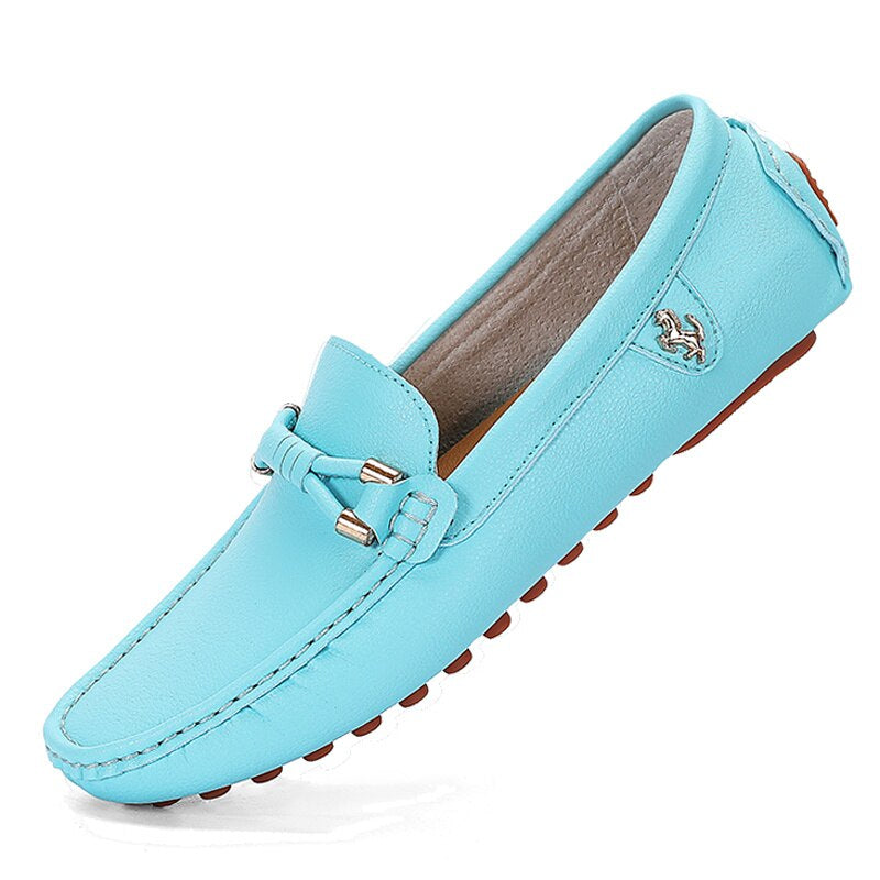Trendiga mjuka turkosa loafers i syntetiskt läder för herr