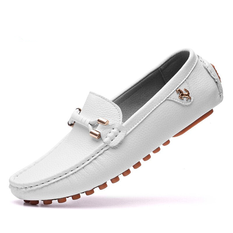 Trendiga mjuka vita loafers i syntetiskt läder för herr