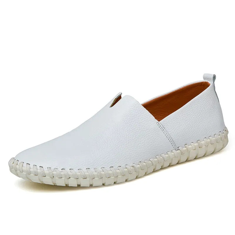 Vita avslappnade loafers i lädereffekt för herrar, bild 2 av 3
