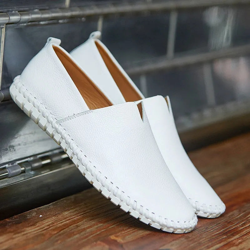 Vita avslappnade loafers i lädereffekt för herrar, bild 3 av 3