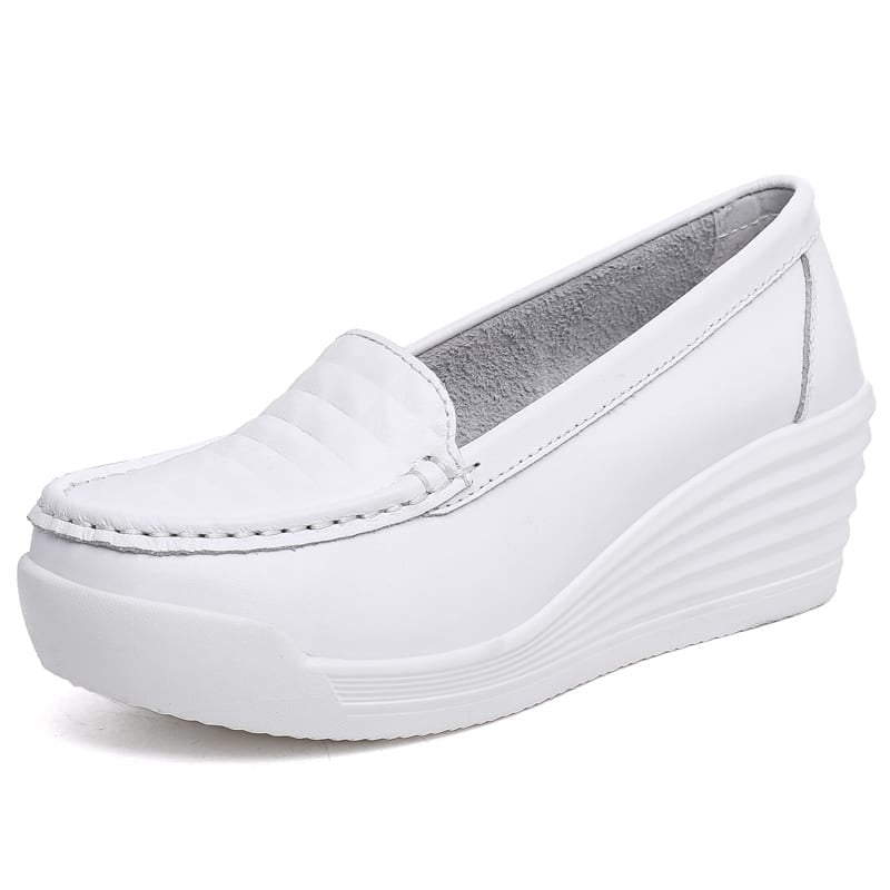 Vita loafers med kilsula för kvinnor, bild 3 av 3