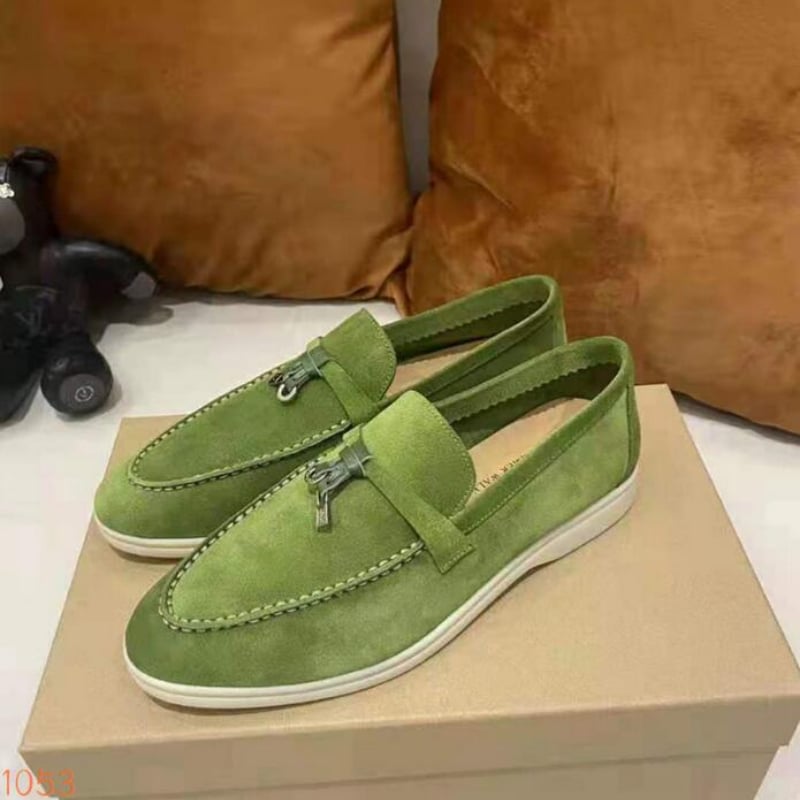 loafer i grön mocka