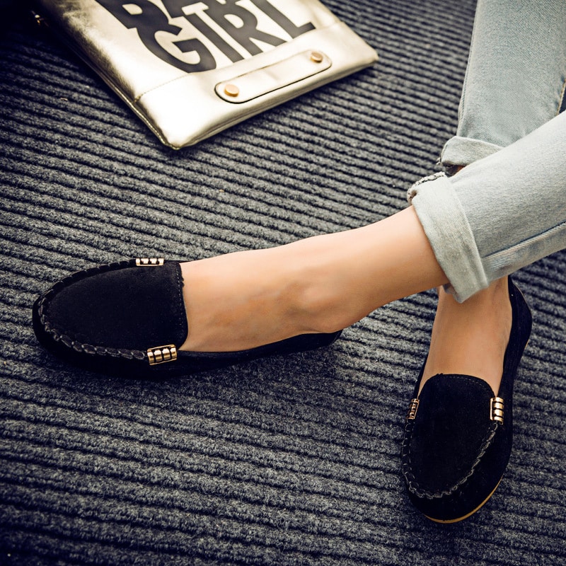 svart mocka loafer för kvinnor