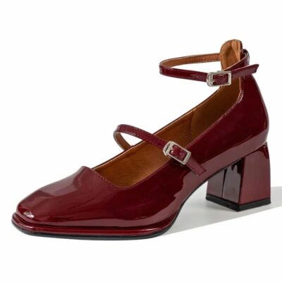 Ballerina-loafers med lack och klack